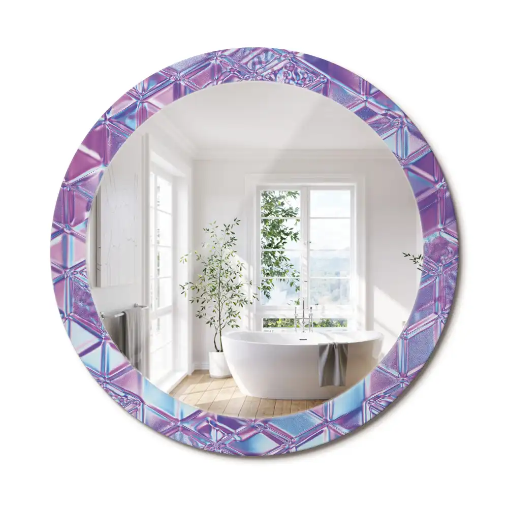 Miroir rond cadre avec impression motif cristal