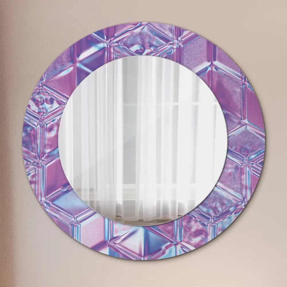 Miroir rond cadre avec impression motif cristal