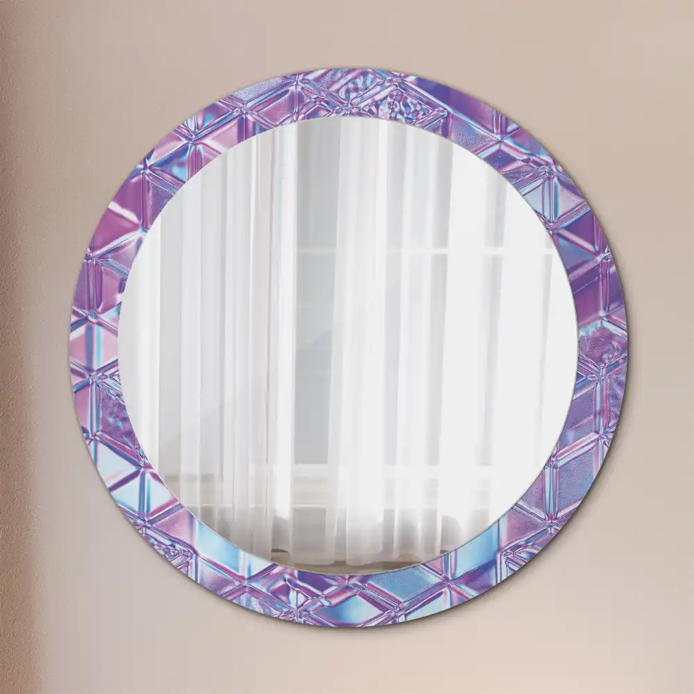 Miroir rond cadre avec impression motif cristal