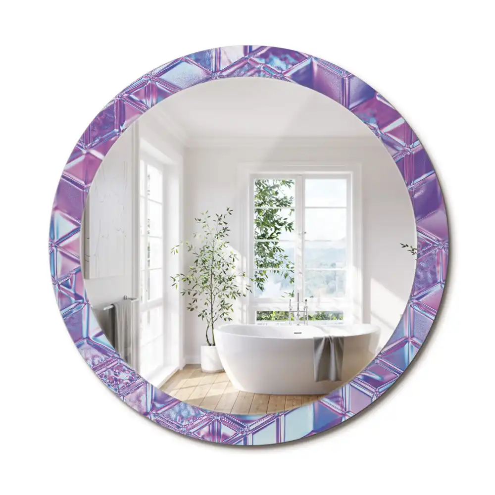 Miroir rond cadre avec impression motif cristal