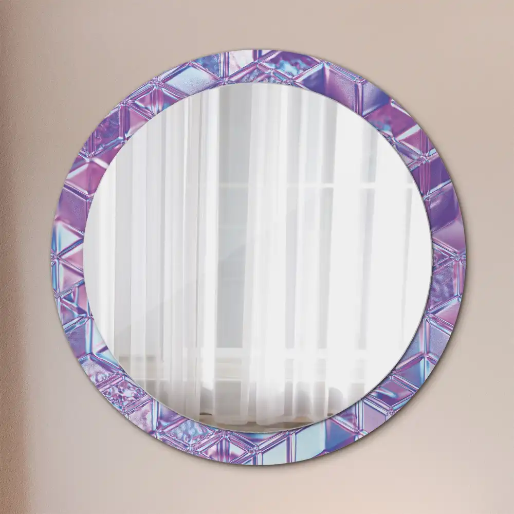 Miroir rond cadre avec impression motif cristal