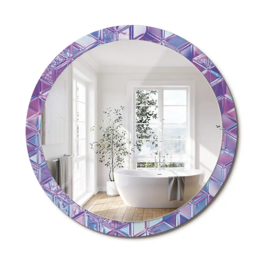 Miroir rond cadre avec impression motif cristal