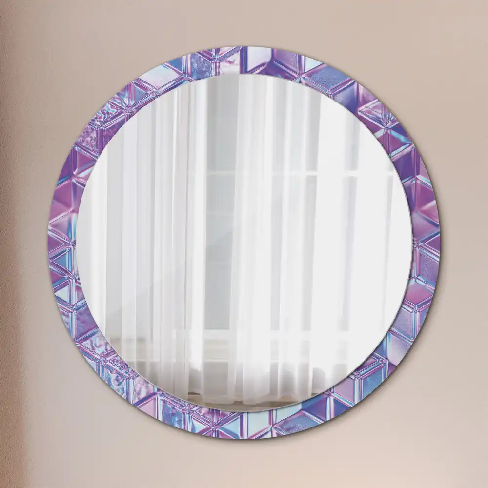Miroir rond cadre avec impression motif cristal