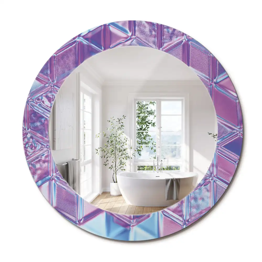 Miroir rond cadre avec impression motif cristal
