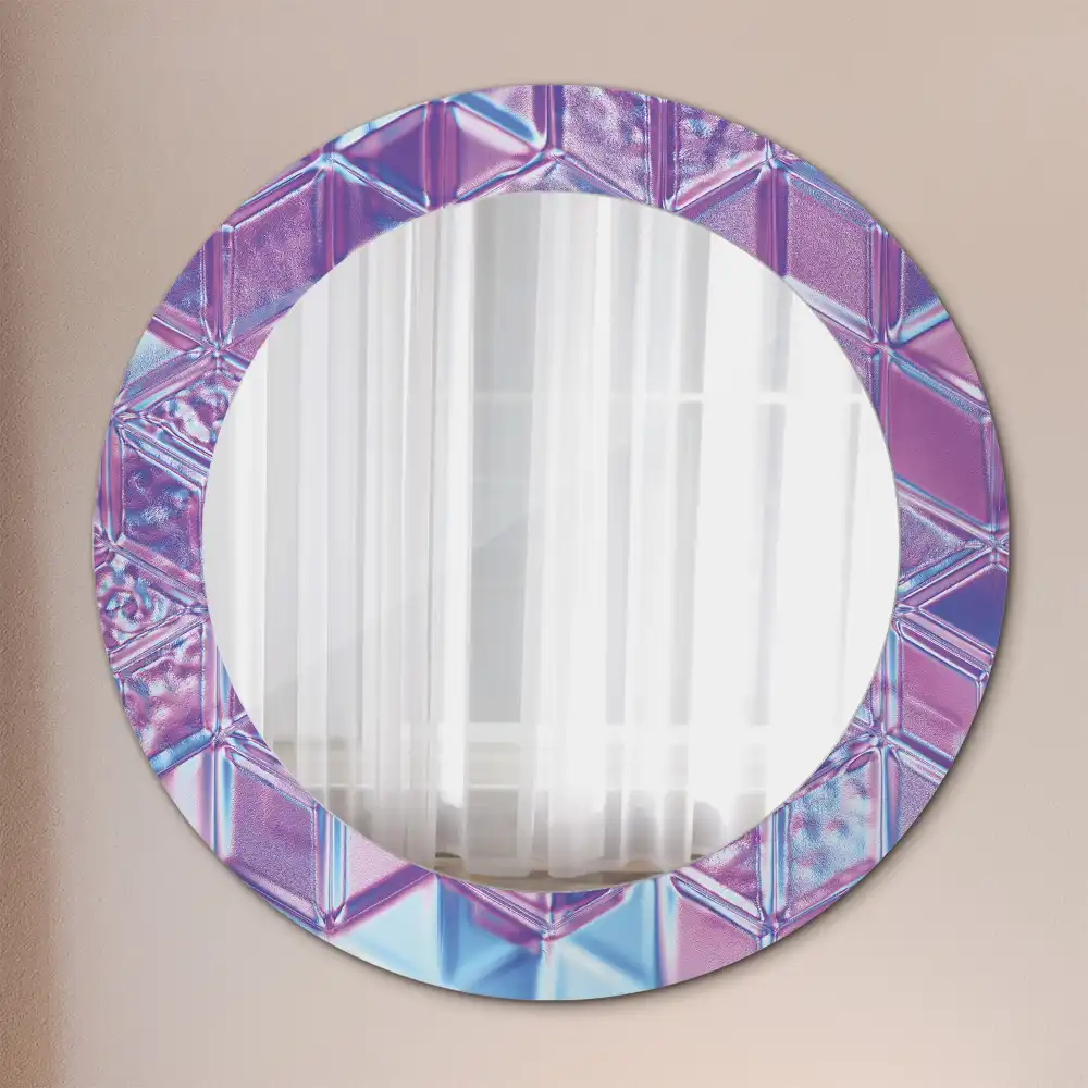 Miroir rond cadre avec impression motif cristal