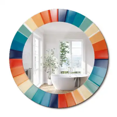 Miroir rond avec décoration carreaux à rayons colorés