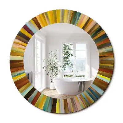 Miroir rond cadre imprimé rayons colorés