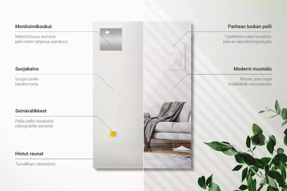 Miroir rectangulaire minimaliste sans cadre