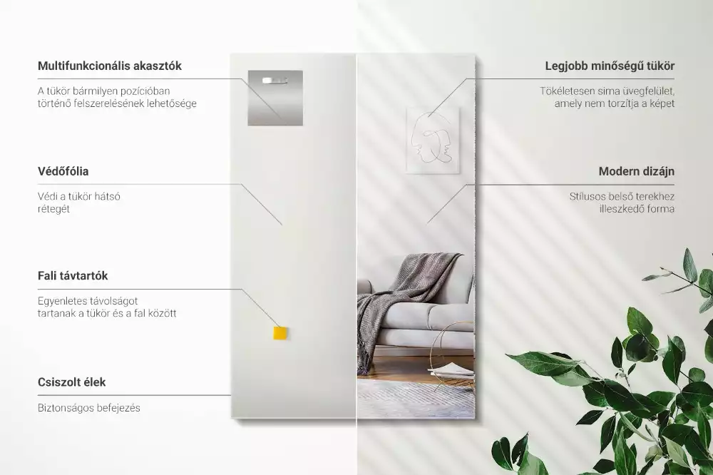 Miroir rectangulaire minimaliste sans cadre