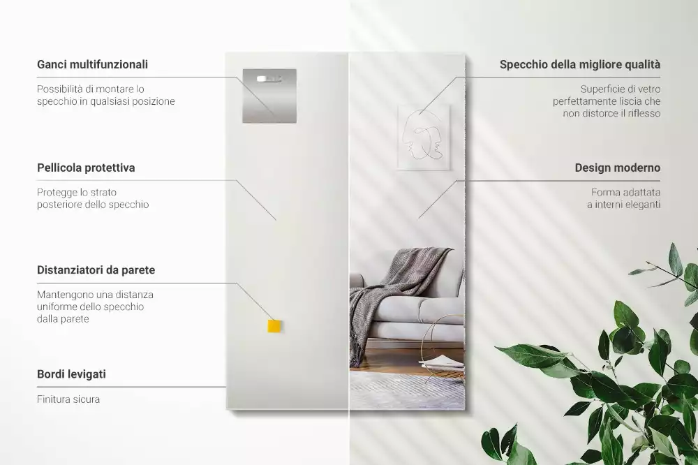 Miroir rectangulaire minimaliste sans cadre
