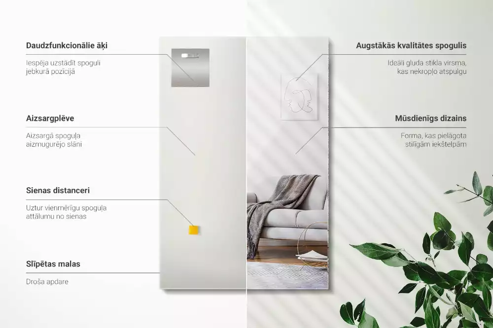 Miroir rectangulaire minimaliste sans cadre