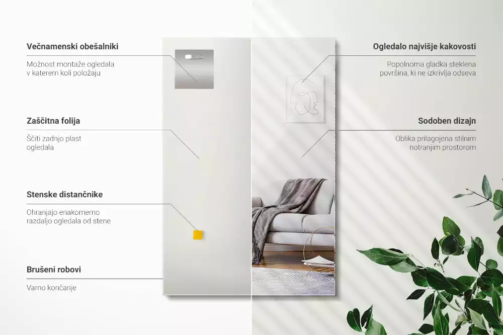 Miroir rectangulaire minimaliste sans cadre