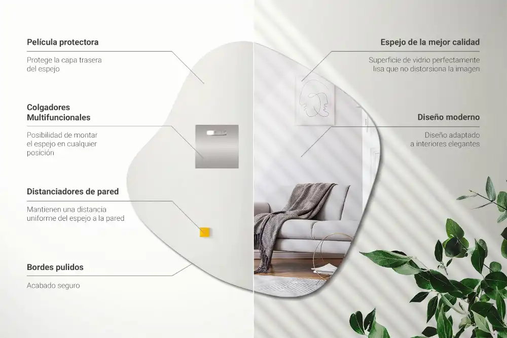 Miroir mural moderniste en forme de tache