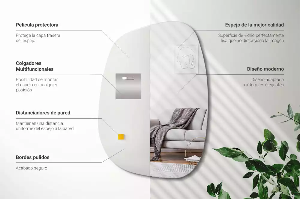 Miroir mural moderne en forme de tache