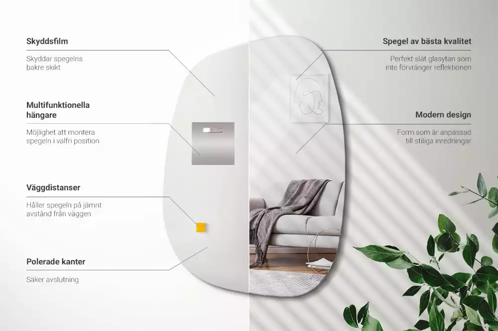 Miroir mural moderne en forme de tache