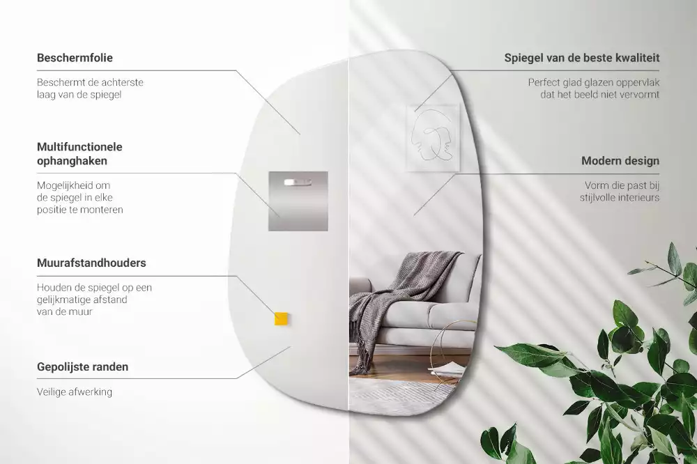 Miroir mural moderne en forme de tache