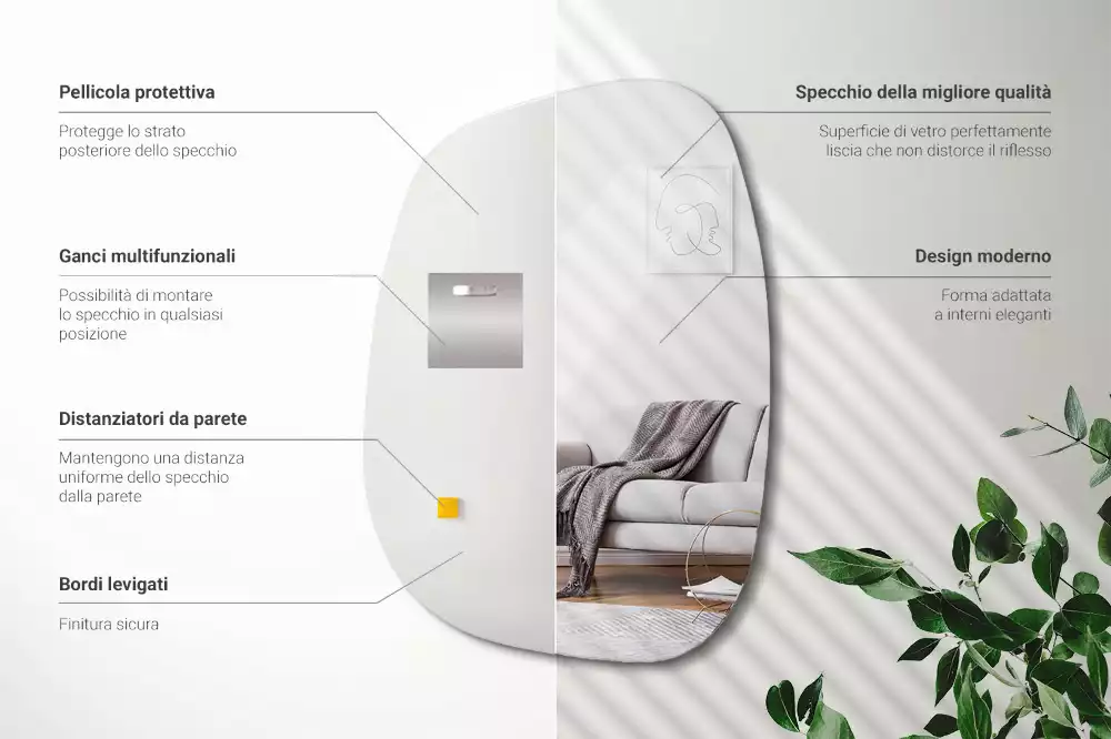 Miroir mural moderne en forme de tache