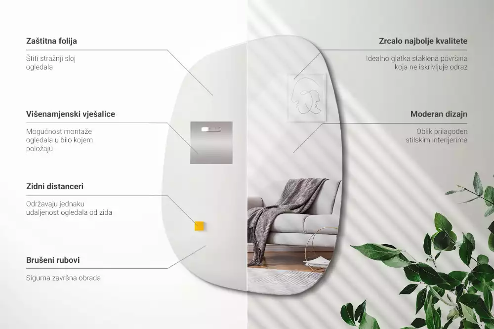 Miroir mural moderne en forme de tache