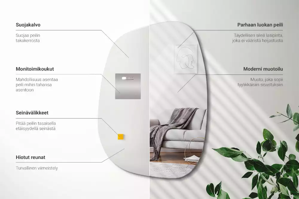 Miroir mural moderne en forme de tache