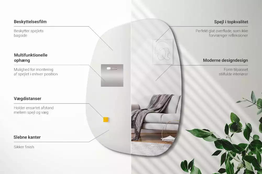 Miroir mural moderne en forme de tache