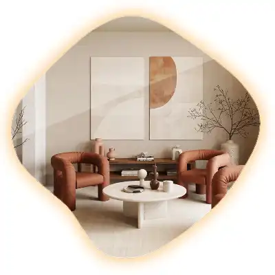 Miroir lumineux de forme organique