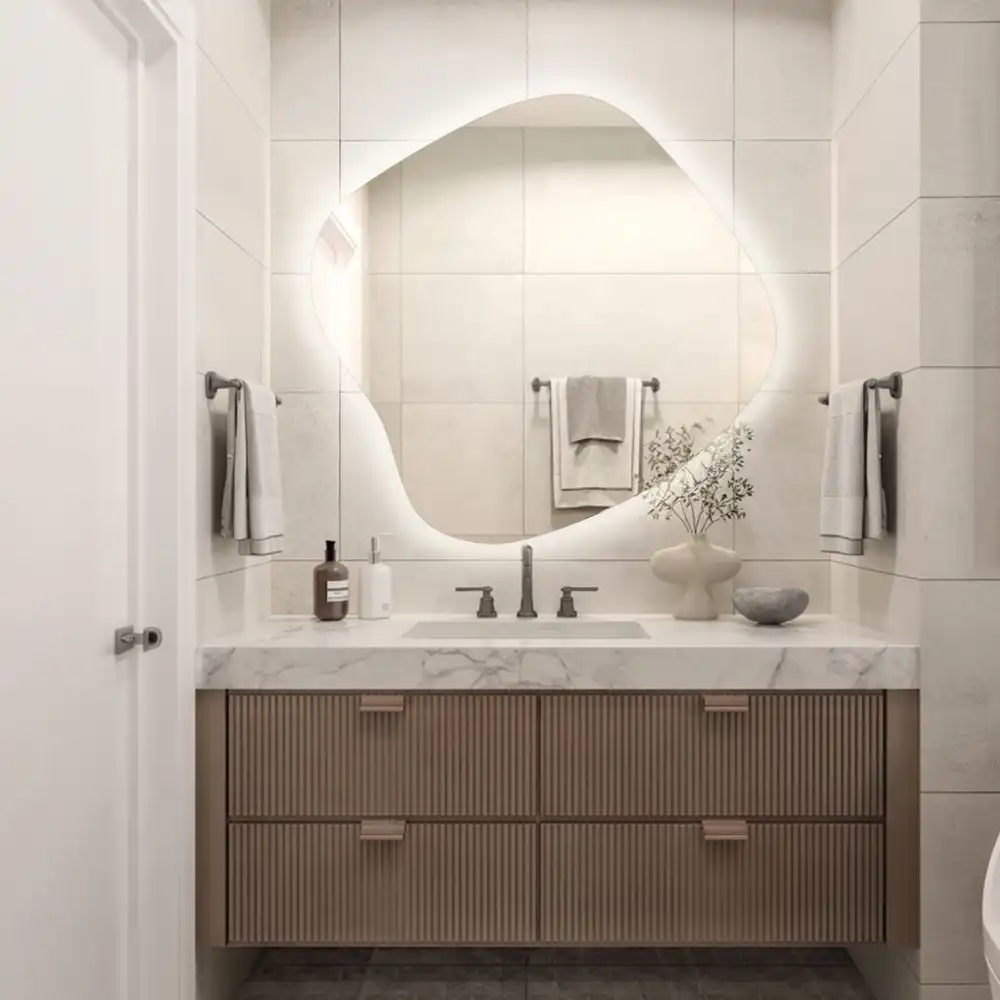 Miroir lumineux de forme organique