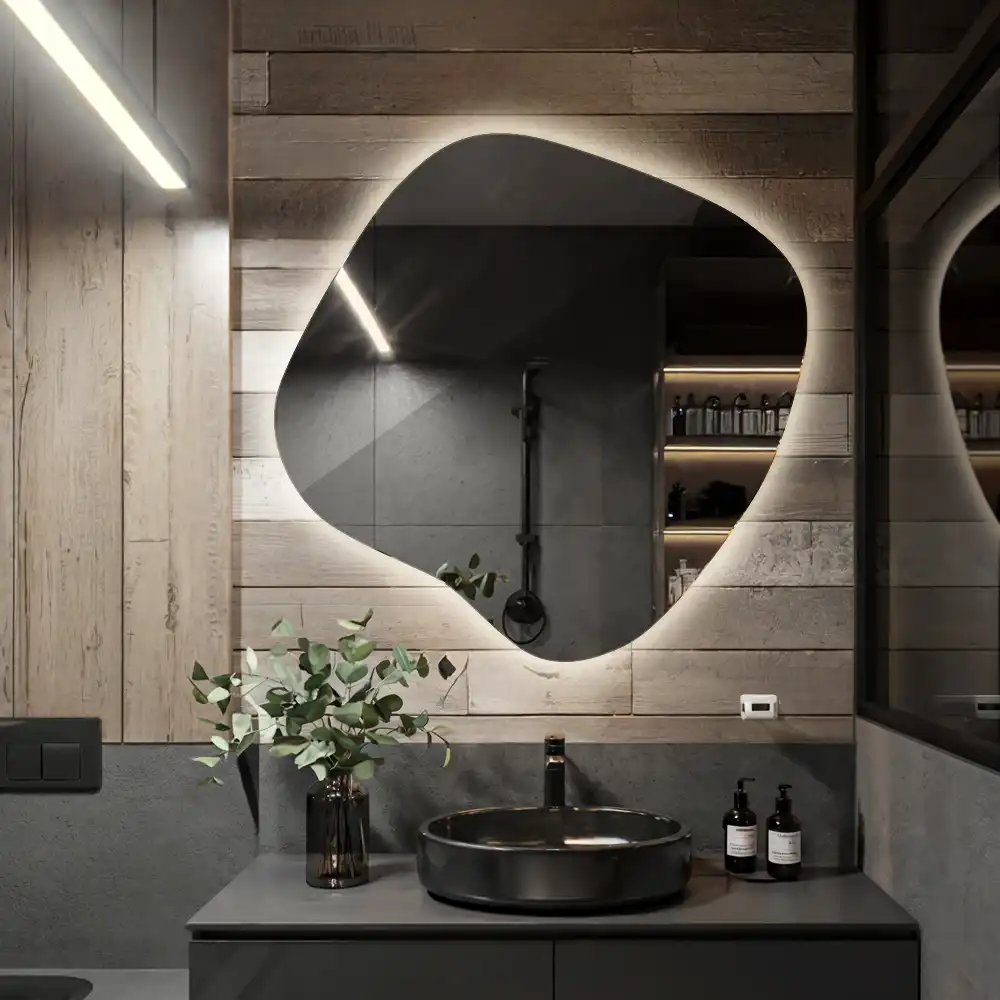 Miroir lumineux de forme organique