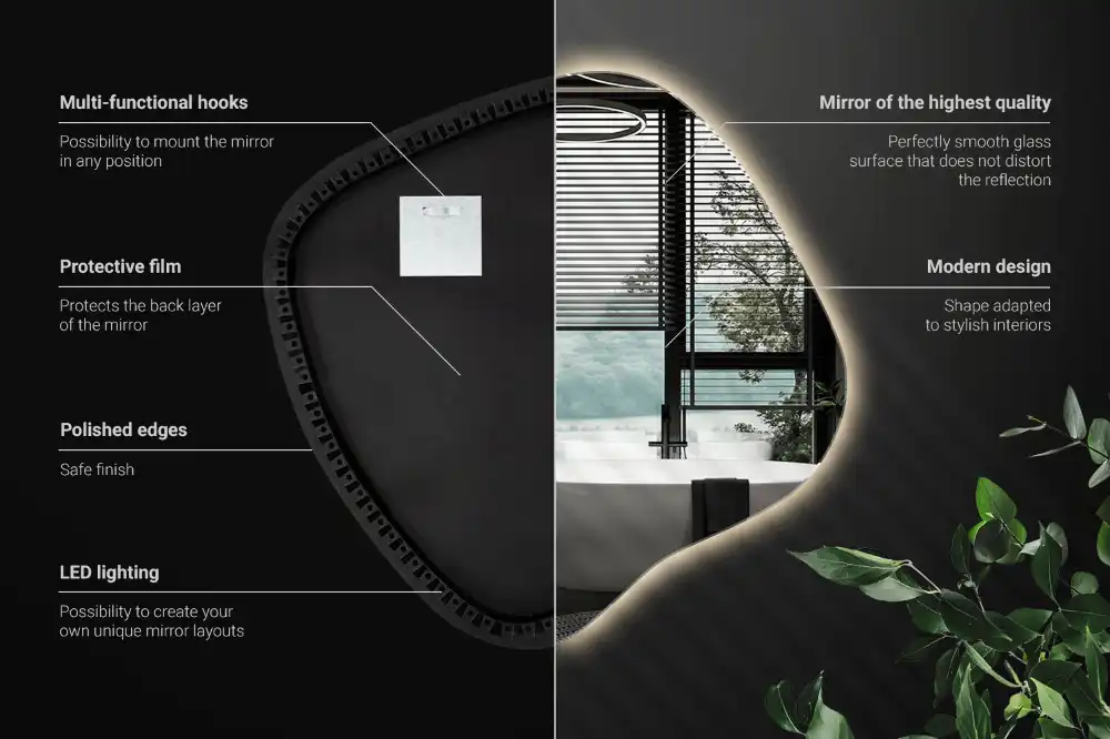 Miroir lumineux de forme organique