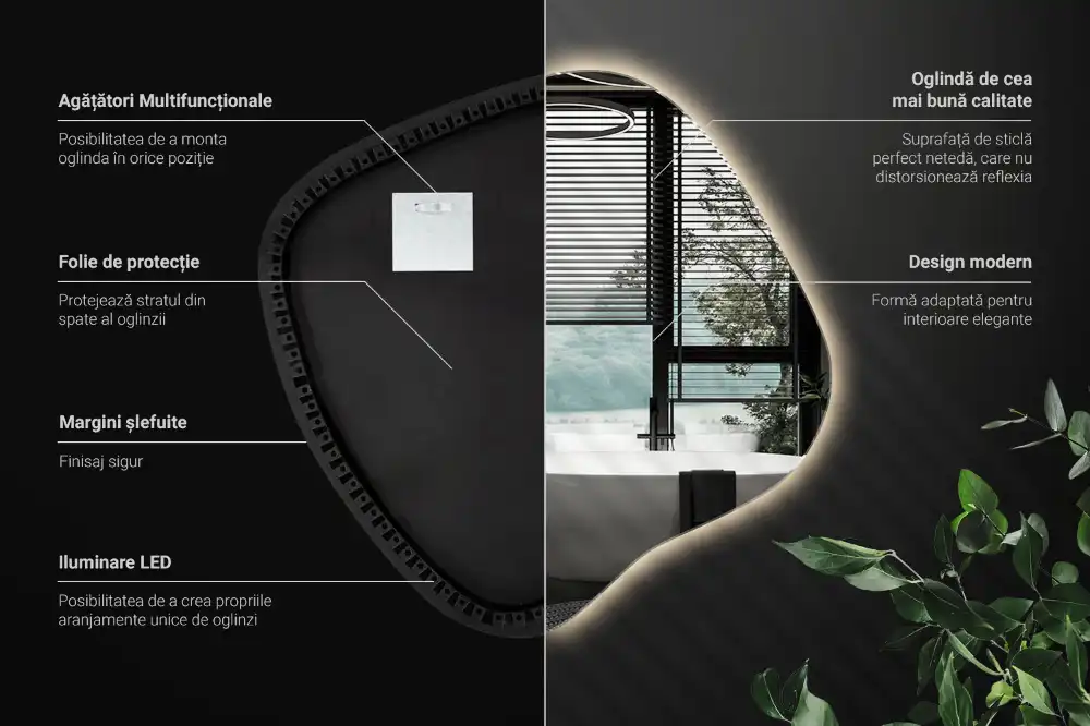 Miroir lumineux de forme organique