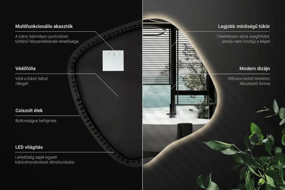 Miroir lumineux de forme organique