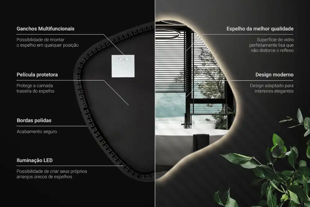 Miroir lumineux de forme organique