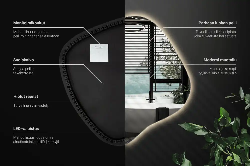 Miroir lumineux de forme organique