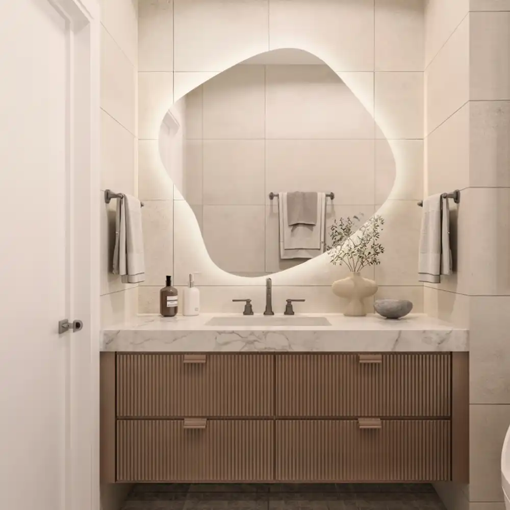 Miroir lumineux de forme organique