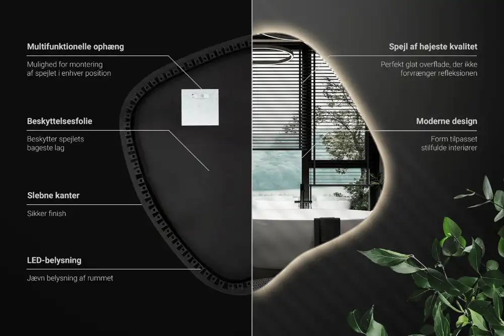 Miroir lumineux de forme organique