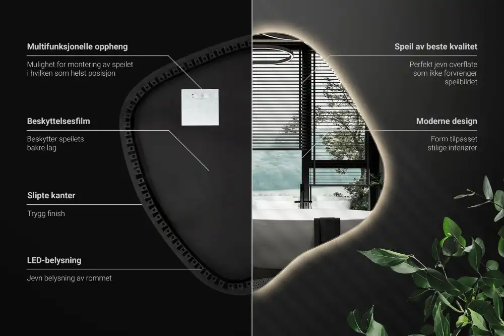 Miroir lumineux de forme organique