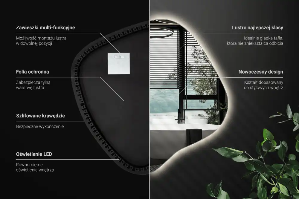 Miroir lumineux de forme organique
