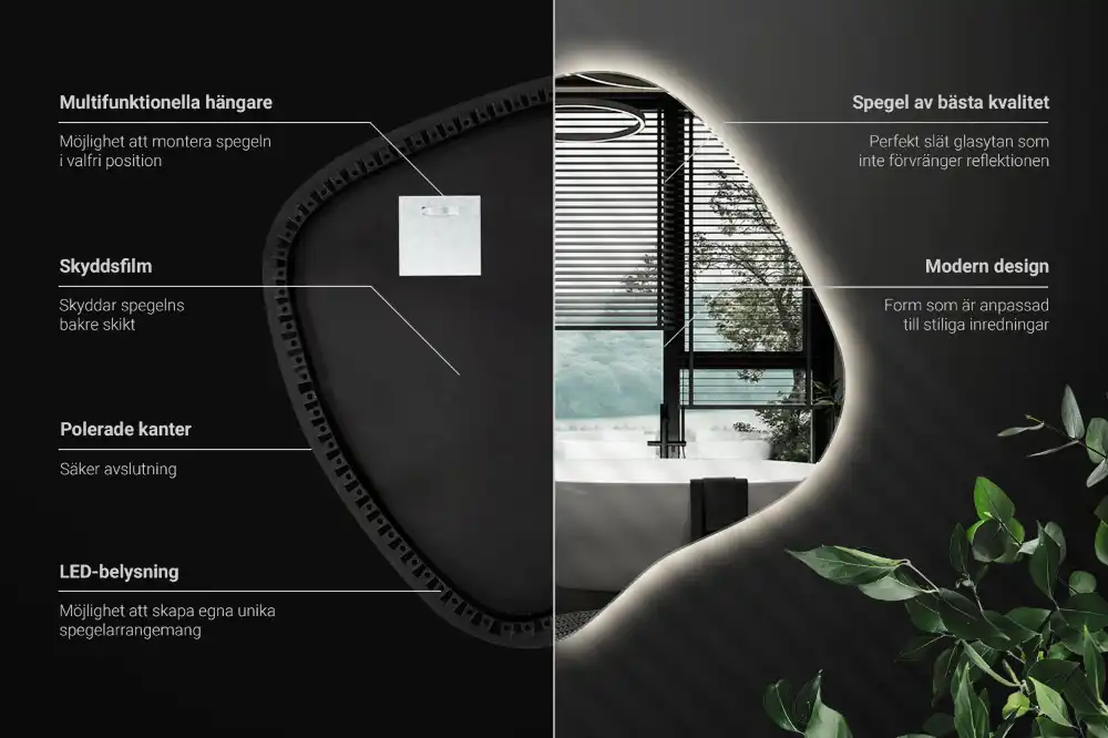Miroir lumineux de forme organique