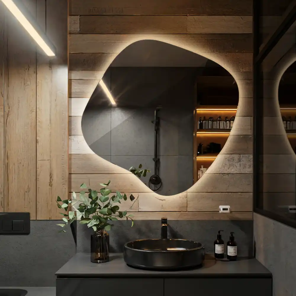 Miroir lumineux de forme organique