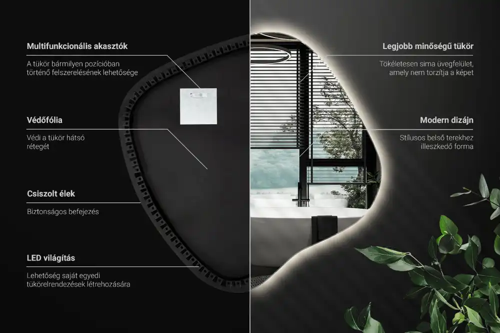 Miroir lumineux de forme organique