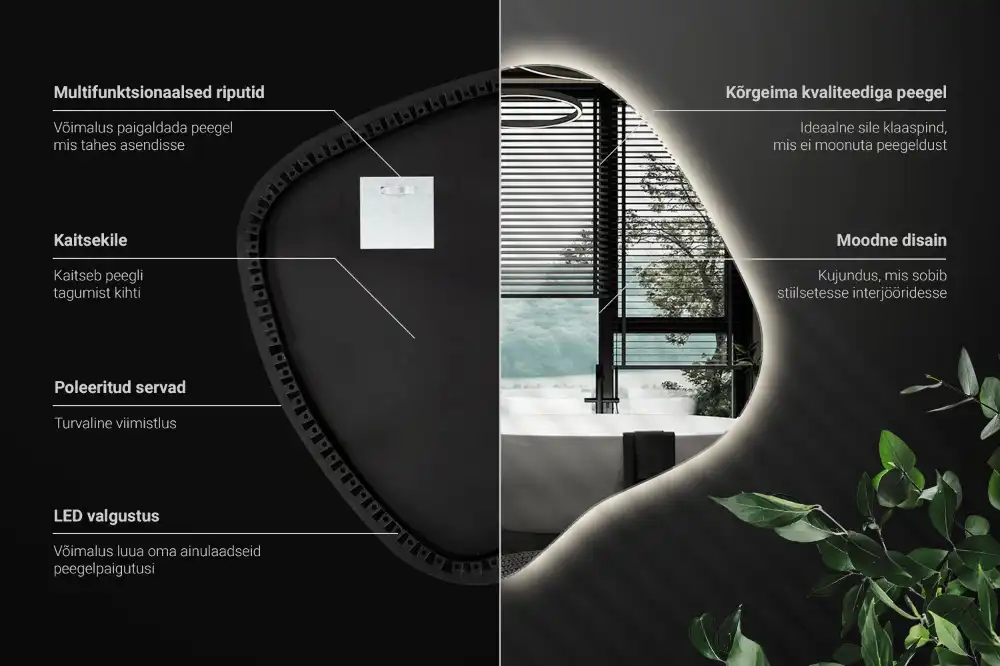 Miroir lumineux de forme organique