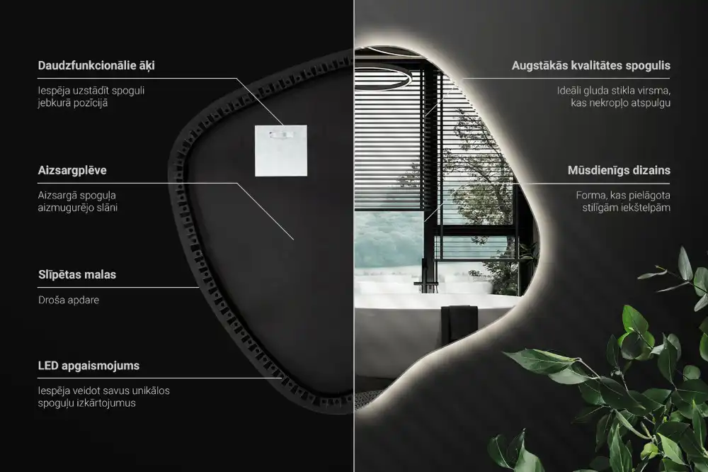 Miroir lumineux de forme organique