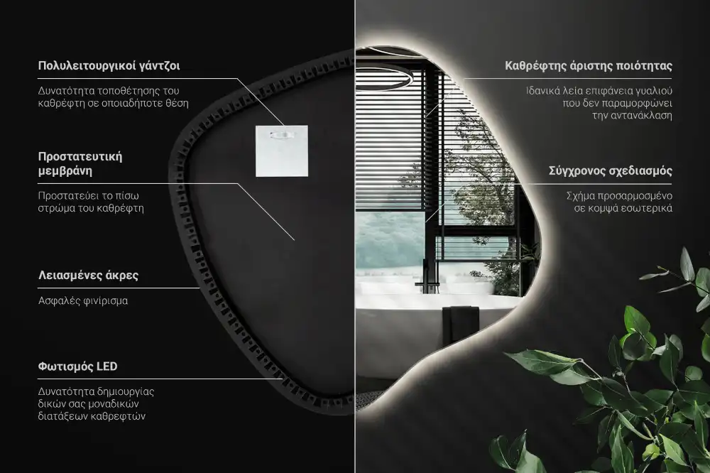 Miroir lumineux de forme organique