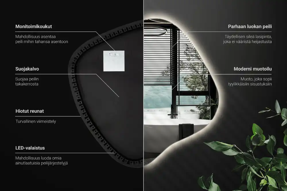 Miroir lumineux de forme organique