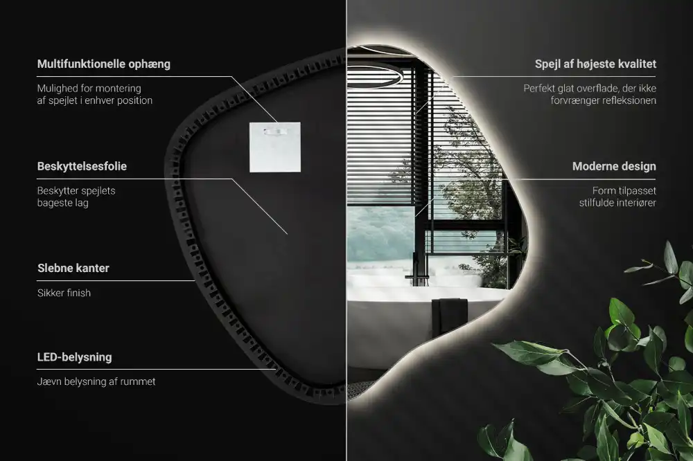 Miroir lumineux de forme organique