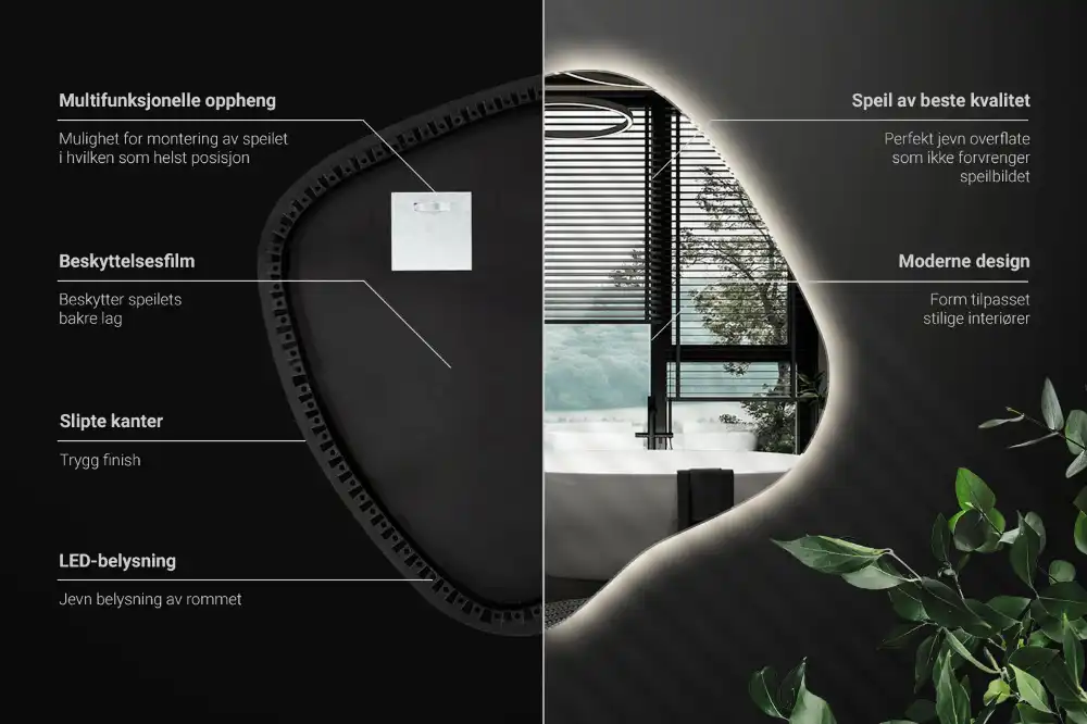 Miroir lumineux de forme organique