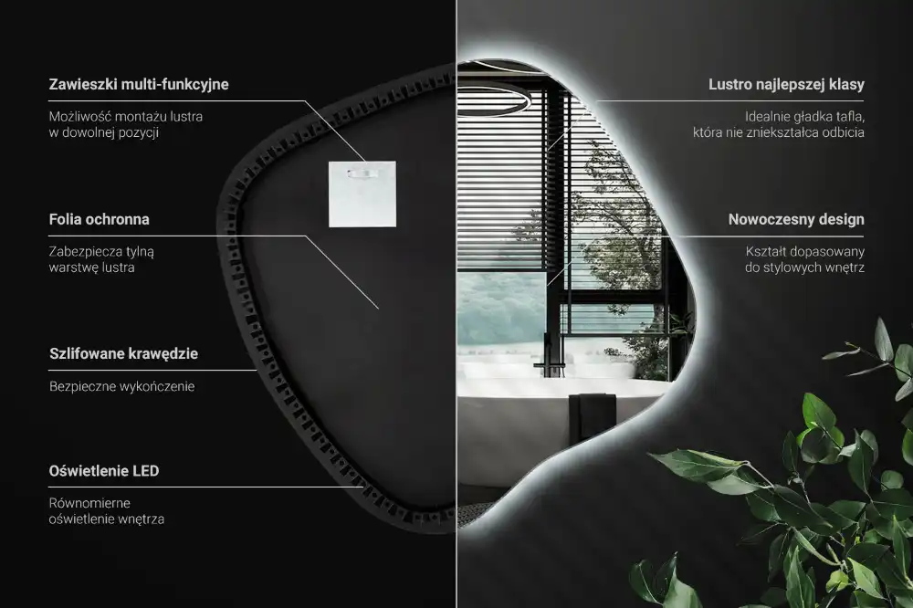 Miroir lumineux de forme organique
