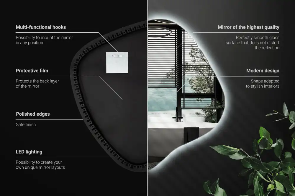 Miroir lumineux de forme organique