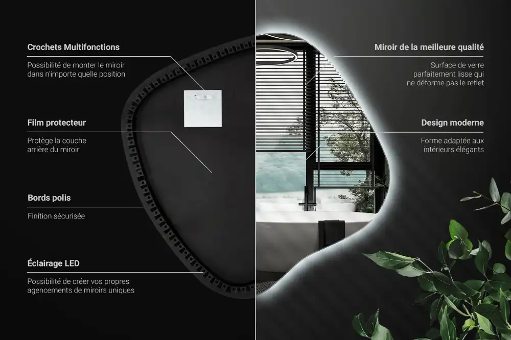Miroir lumineux de forme organique
