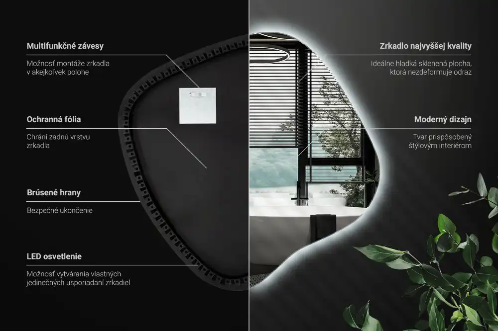 Miroir lumineux de forme organique