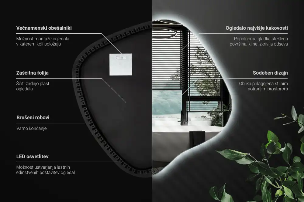 Miroir lumineux de forme organique